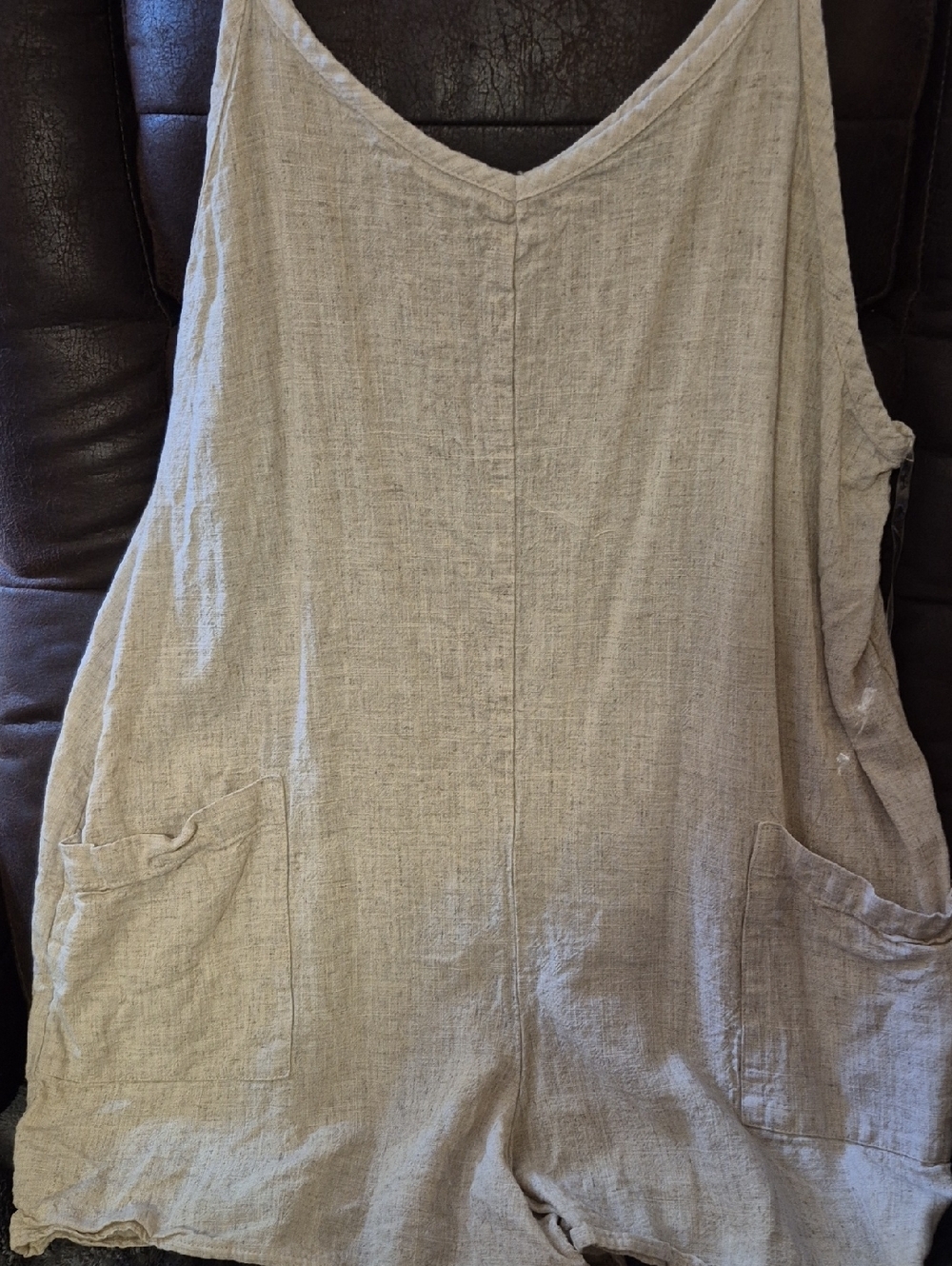 Shinestar Neutral Beige Linen Top with Black Label